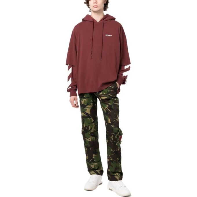 Diag-Sleeve Cotton Hoodie