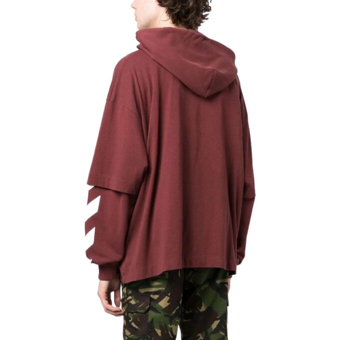 Diag-Sleeve Cotton Hoodie