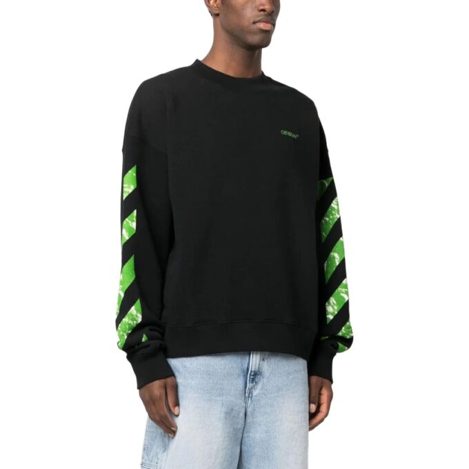Diag Stripe Cotton Sweatshirt “Black”