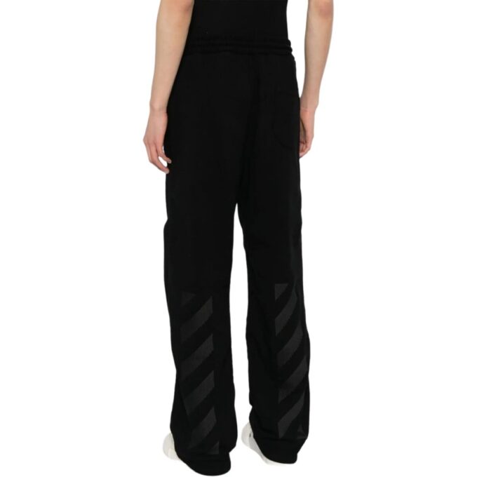 Diag-stripe Embroidered Track Pants “Black”