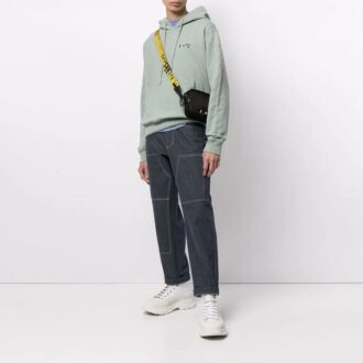 Diag Stripe Logo Printing Loose Fit Green