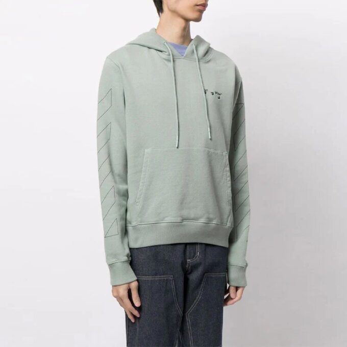 Diag Stripe Logo Printing Loose Fit Green