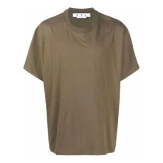Diag Tab Solid Color Round Neck Short Sleeve Olive Green