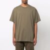 Diag Tab Solid Color Round Neck Short Sleeve Olive Green