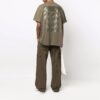 Diag Tab Solid Color Round Neck Short Sleeve Olive Green
