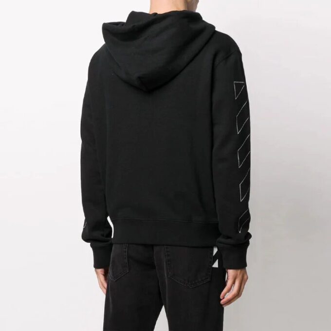 Diag Zipper Hooded Jacket Black