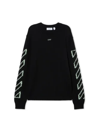 Diagonal Arrow Fuzzy Crewneck Sweater