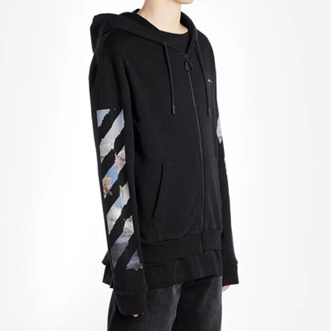 diagonal arrow print zipped cotton