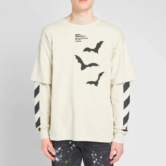 Diagonal Bats Double Sleeve For Men White