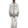 Diagonal Embroidered Denim Military Overshirt