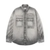 Diagonal Embroidered Denim Military Overshirt