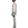 Diagonal Embroidered Denim Military Overshirt