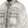 Diagonal Embroidered Denim Military Overshirt