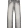 Diagonal Embroidery Slim Relaxed Jeans