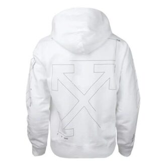Diagonal Sleeve Unfinished Popover Hoody White
