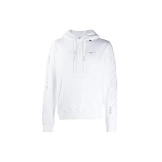 Diagonal Sleeve Unfinished Popover Hoody White