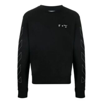 Diagonal Stripes Logo Pullover Men Black