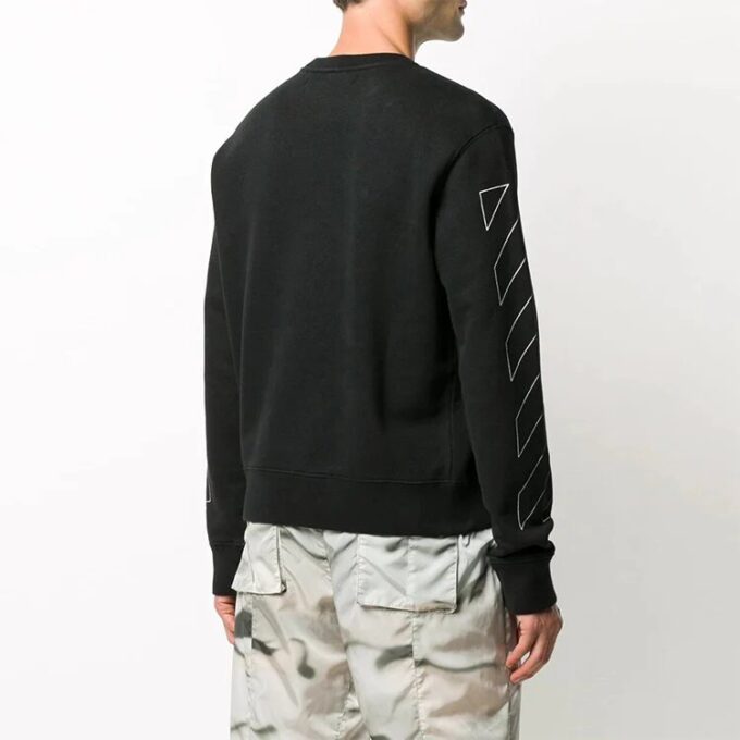 Diagonal Stripes Logo Pullover Men Black