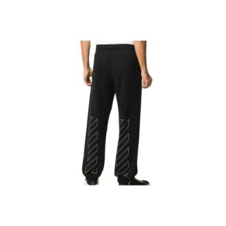 Diagonal Stripes Printing Trousers Men Black