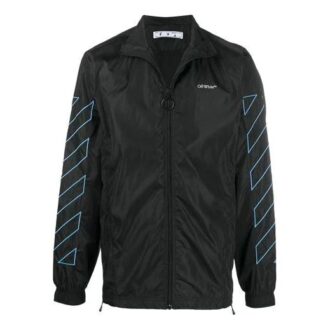 Diagonal Stripes Zipper Mens Jacket