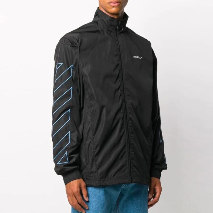 Diagonal Stripes Zipper Mens Jacket