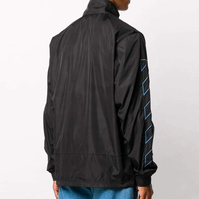 Diagonal Stripes Zipper Mens Jacket