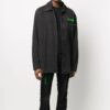 Distressed Printing Denim Jacket Men Black