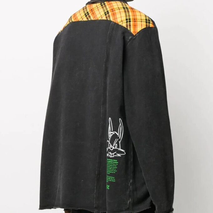 Distressed Printing Denim Jacket Men Black