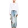 Embroidered Arrow Script Crop Crewneck
