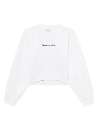 Embroidered Arrow Script Crop Crewneck