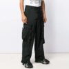 Embroidered Cargo Long Pants Loose Fit Black