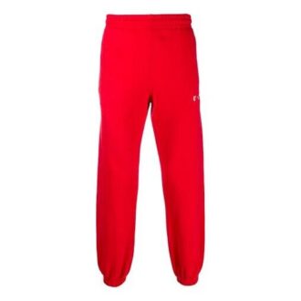 Embroidered Logo Bundle Feet Sports Pants Red