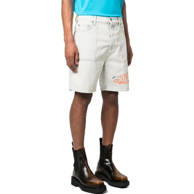 embroidered-logo Denim Shorts