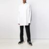 Embroidered Pattern Solid Color Long Sleeves Shirt Loose Fit White