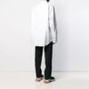 Embroidered Pattern Solid Color Long Sleeves Shirt Loose Fit White