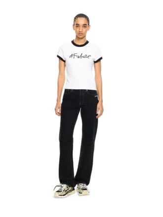 Embroidered Script Fitted T-Shirt