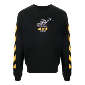 Embroidered Stripe Logo Pullover Black