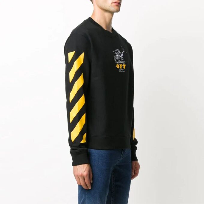 Embroidered Stripe Logo Pullover Black