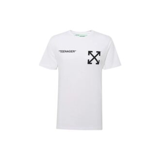 C/O Virgil Abloh Men’ s White Flamed Bart Short Sleeve Slim Tee