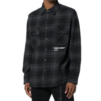 flannel Basic Loose Plaid Shirt Black Gray