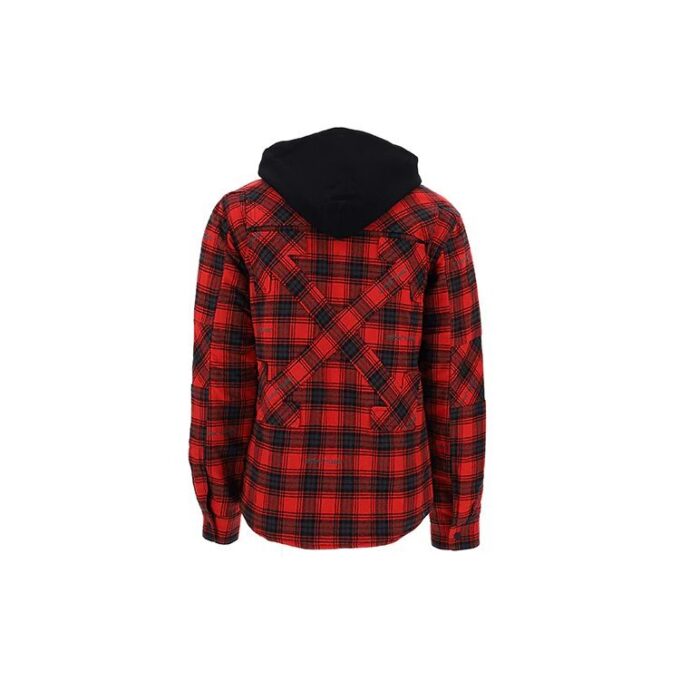 flannel hooded Plaid Shirt Jacket Red