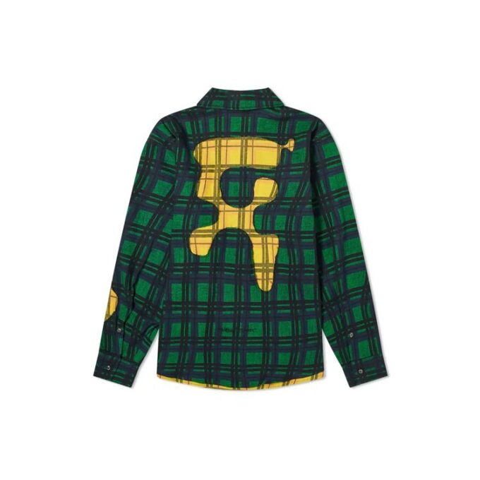 Flannel melts Printing Long-sleeved Shirt Men Green