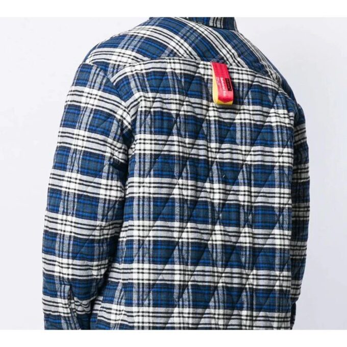 flannel Plaid Hooded Jacket Blue