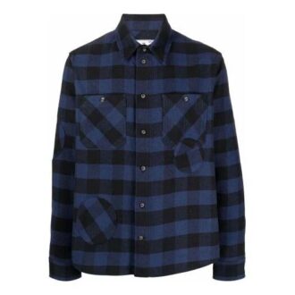 flannel Plaid Long Sleeves Shirt Loose Fit Blue