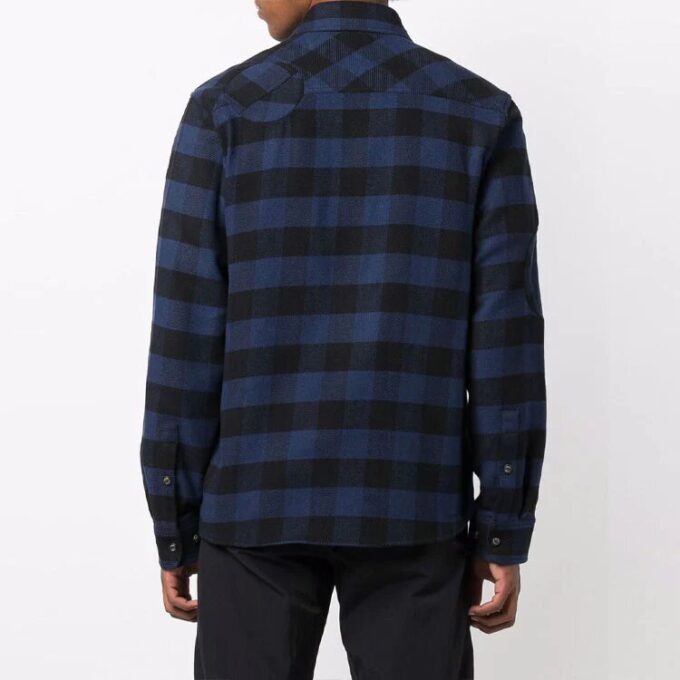 flannel Plaid Long Sleeves Shirt Loose Fit Blue