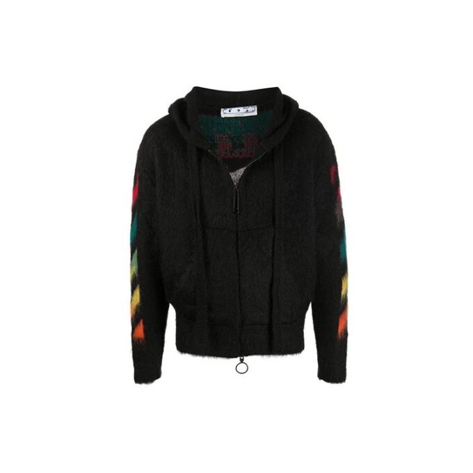 Fleece Zipper Hooded Jacket Black