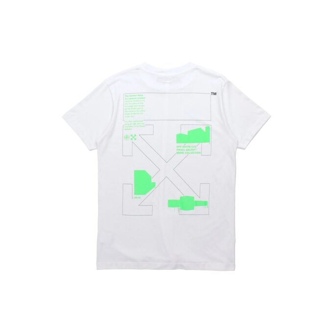 Fluorescence Alphabet Printing Short Sleeve White