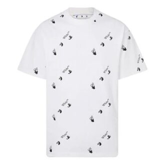 Full Print Alphabet Logo Round Neck Short Sleeve White