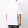 Full Print Short Sleeve Button Shirt Loose Fit White