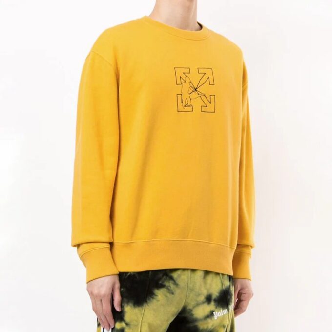 Funny Logo Printing Pullover Yellow